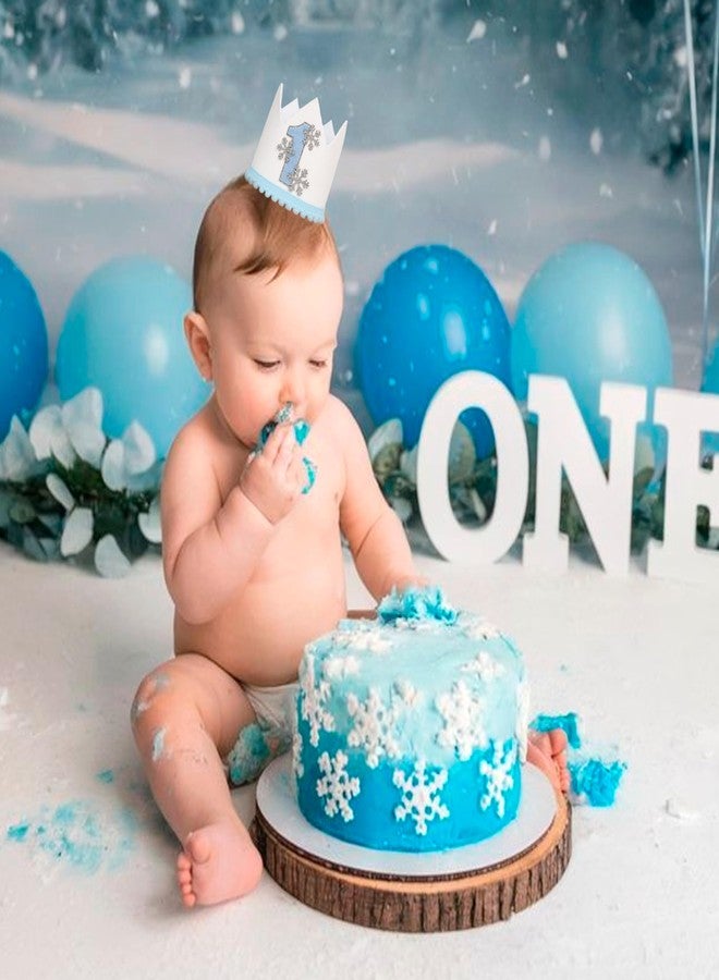 HGFC 1st Snowflake Birthday Hat - Winter Onederland First Birthday Hat For Boy,Modern Snowflake First Crown,Photo Props (Blue) - Image 5